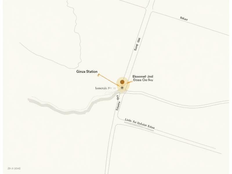 コハクフォージド銀座アトリエ周辺の地図。銀座駅から徒歩圏内であることを示す。