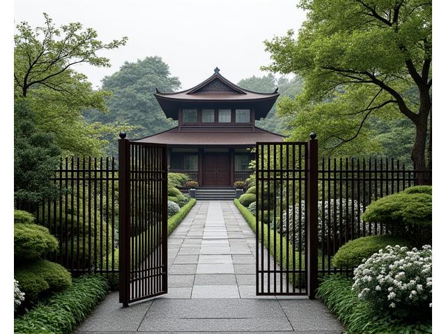 セキュリティと景観を考慮したアイアン製フェンス。
