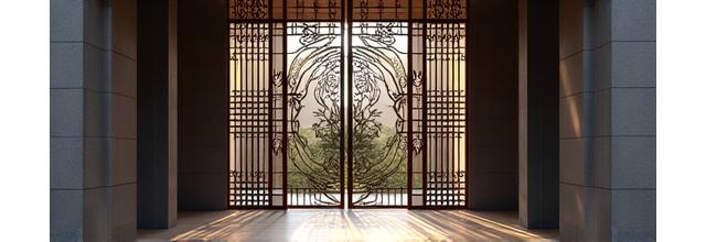 建築用アイアンワークの美しい門扉