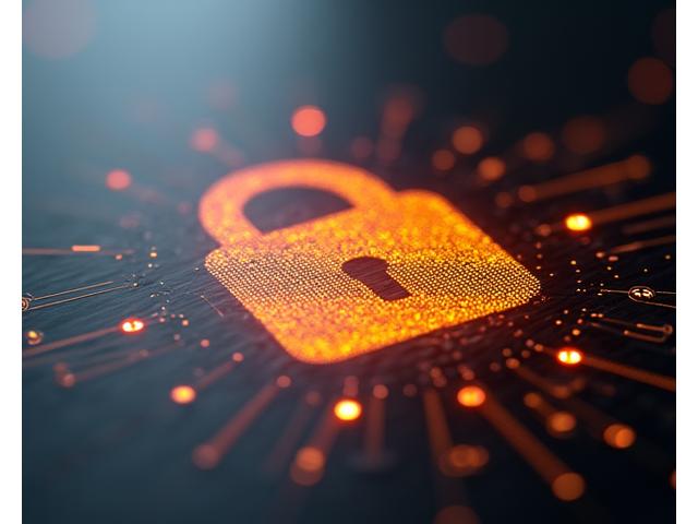 データのセキュリティと保護を示すデジタル鍵のアイコン