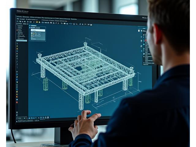 設計者が高性能なモニターで金属製品の3Dモデルを精密に操作している様子。